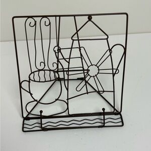Adorable Tea Motif Brown Metal Cookboook Stand